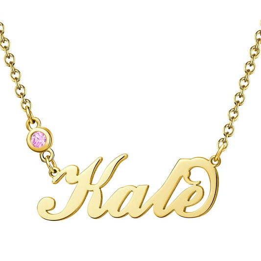 Carrie Style Name Necklace with Birthstone